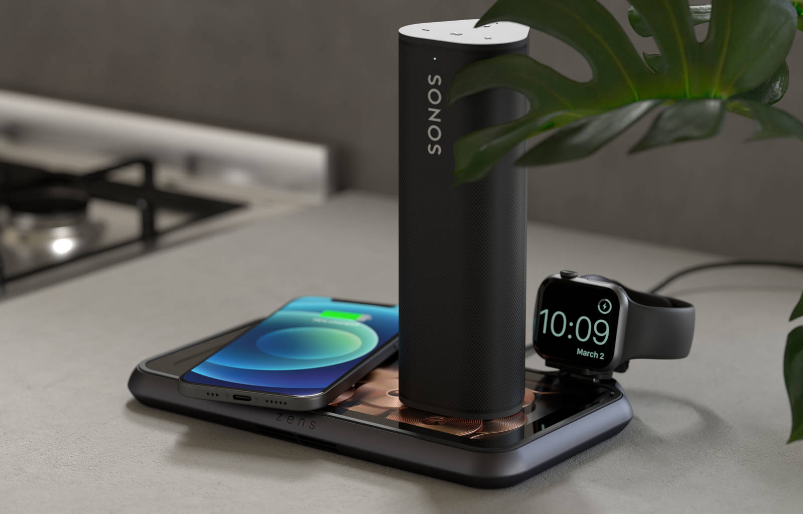Liberty draadloze oplader met iPhone, Apple Watch en Sonos Roam