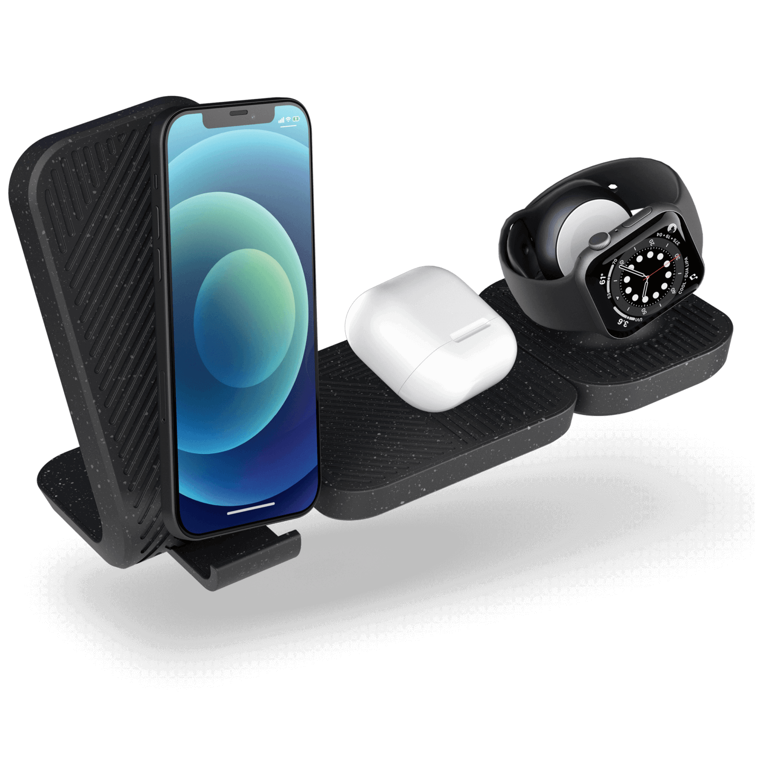 Modular wireless charger with iPhone 12 airpods and apple watch